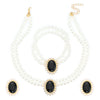 Women's Imitation Pearl Jewelry Threepiece Set With Heart Water Drop Bell Patterns And Alloy Pendants Set With Diamonds