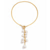 Women's Imitation Pearl Tassel Geometric Snake Bone Chain Necklace Metal Electroplated