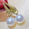 Women's Imitation Pearl Zircon Inlaid Copper Geometric U Shape Ear Buckle Earrings