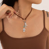 Women's Imitation Turquoise Ring Necklace Bohemian Style Clavicle Chain Alloy Pendant Geometric Pattern Electroplating
