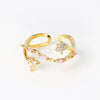 Women's Ins Style Copper Electroplated Small Blue Bouquet Triangle Ring