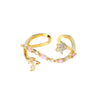 Women's Ins Style Copper Electroplated Small Blue Bouquet Triangle Ring