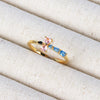 Women's Ins Style Copper Electroplated Small Blue Bouquet Triangle Ring