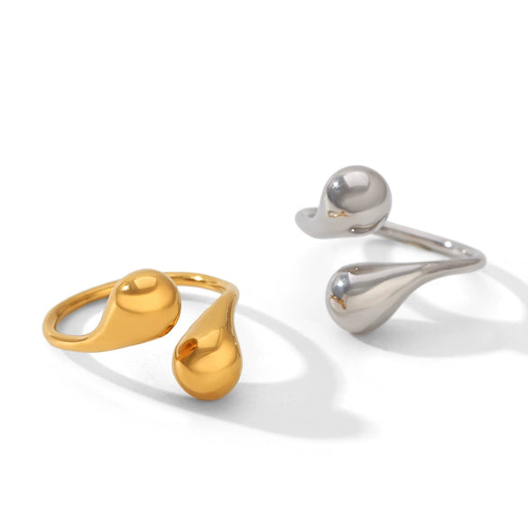 Women's Ins Style Geometric Stainless Steel Electroplated Open Rings Jewelry
