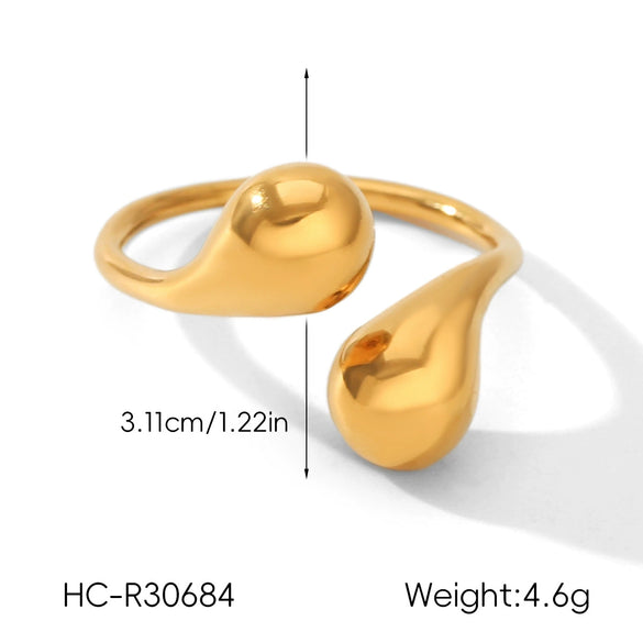 Women's Ins Style Geometric Stainless Steel Electroplated Open Rings Jewelry