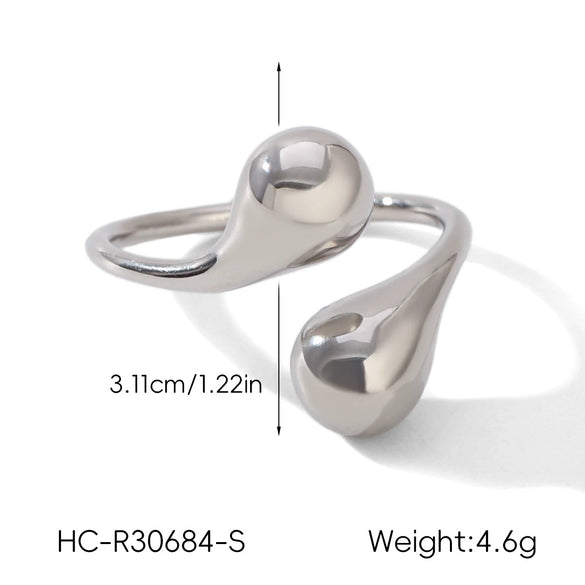 Women's Ins Style Geometric Stainless Steel Electroplated Open Rings Jewelry