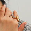 Women's Ins Style Geometric Stainless Steel Electroplated Open Rings Jewelry