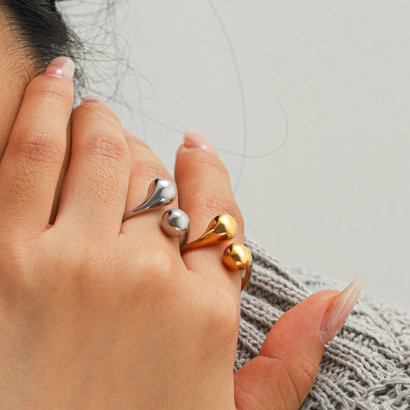 Women's Ins Style Geometric Stainless Steel Electroplated Open Rings Jewelry