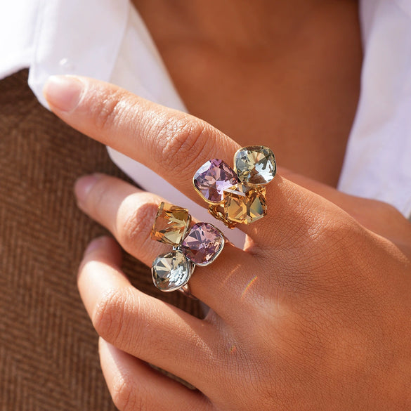 Women's Ins Style Geometric Stainless Steel Rings With Pvd Furnace Vacuum Real Gold Plating