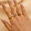 Women's Ins Style Open Diamond Hollow Geometric Heart Shape Stainless Steel Ring And Bracelet With Electroplating