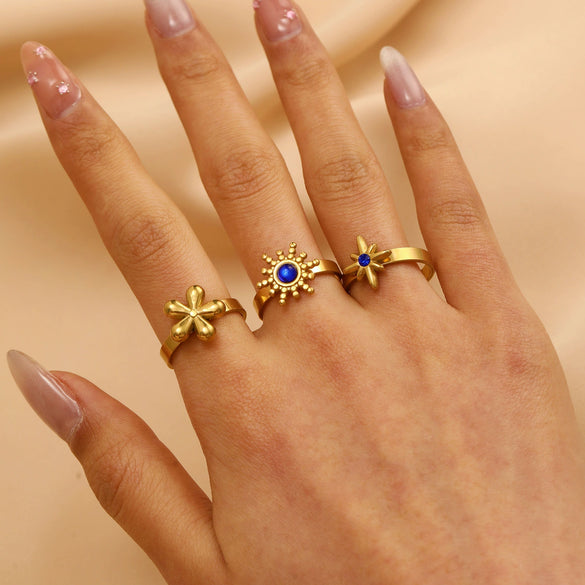 Women's Ins Style Open Diamond Hollow Geometric Heart Shape Stainless Steel Ring And Bracelet With Electroplating