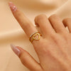 Women's Ins Style Open Diamond Hollow Geometric Heart Shape Stainless Steel Ring And Bracelet With Electroplating