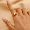 Women's Ins Style Open Diamond Hollow Geometric Heart Shape Stainless Steel Ring And Bracelet With Electroplating