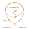 Women's Ins Style Titanium Steel And Stainless Steel Geometric Pattern Double Layer Bead Chain Bracelet With Vacuum Plating And Set With Gemstones
