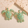 Women's Iron Turtle Earrings With Dripping Glaze Animal Design And Stainless Steel Ear Posts Fashion Jewelry