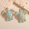 Women's Iron Turtle Earrings With Dripping Glaze Animal Design And Stainless Steel Ear Posts Fashion Jewelry