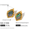 Women's Irregular Diamond Pattern Shell Inlaid Stainless Steel Earrings With 18K Vacuum Plated Geometric Design