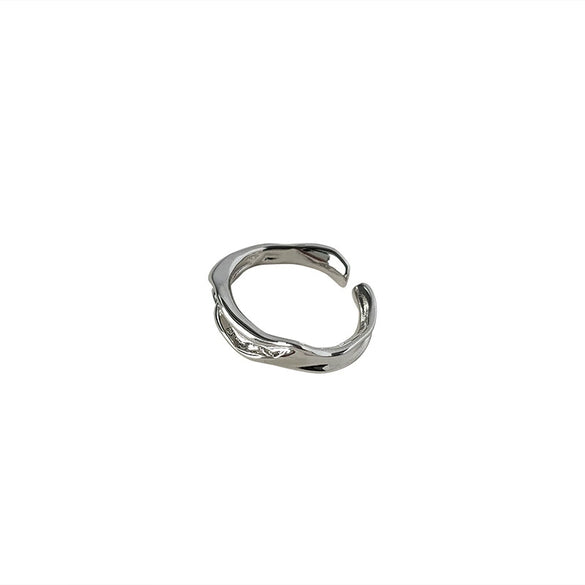 Women's Irregular Geometric Copper Metal Ring With Electroplated Retro Fashion Design Adjustable Open Finger Ring