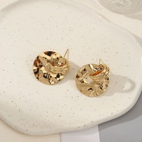 Women's Irregular Geometric Earrings With Electroplated Finish And Silver Earring Posts Fashion Statement Jewelry Wholesale