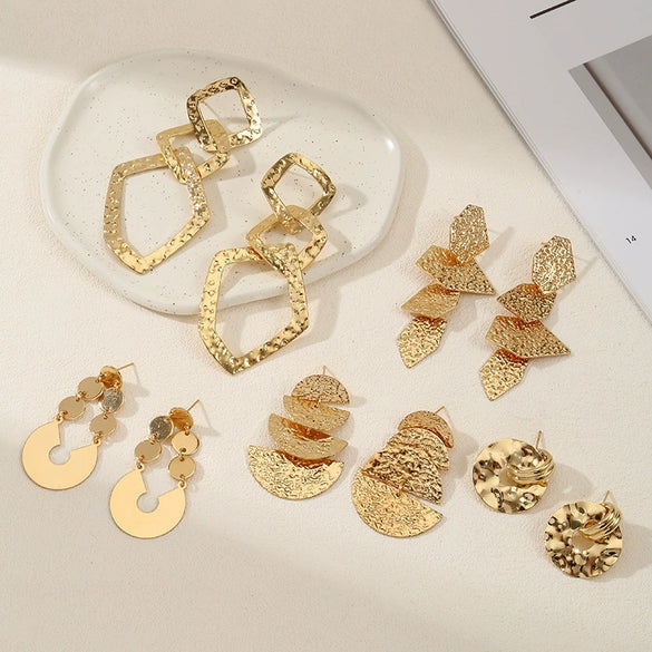 Women's Irregular Geometric Earrings With Electroplated Finish And Silver Earring Posts Fashion Statement Jewelry Wholesale