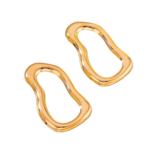 Women's Irregular Geometric Hollow Drop Earrings With Floral Details Bright Gold Plated Iron Alloy And Stainless Steel Posts