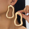 Women's Irregular Geometric Hollow Drop Earrings With Floral Details Bright Gold Plated Iron Alloy And Stainless Steel Posts