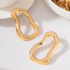 Women's Irregular Geometric Hollow Drop Earrings With Floral Details Bright Gold Plated Iron Alloy And Stainless Steel Posts