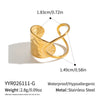 Women's Irregular Geometric Open Ring Adjustable Stainless Steel With 18K Gold Vacuum Pvd Plating And Colorretaining Finish