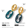 Women's Irregular Geometric Stainless Steel Earrings With Resin Design And 18K Gold Vacuum Plated Retro Fashion Finish