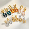 Women's Irregular Geometric Stainless Steel Earrings With Resin Design And 18K Gold Vacuum Plated Retro Fashion Finish
