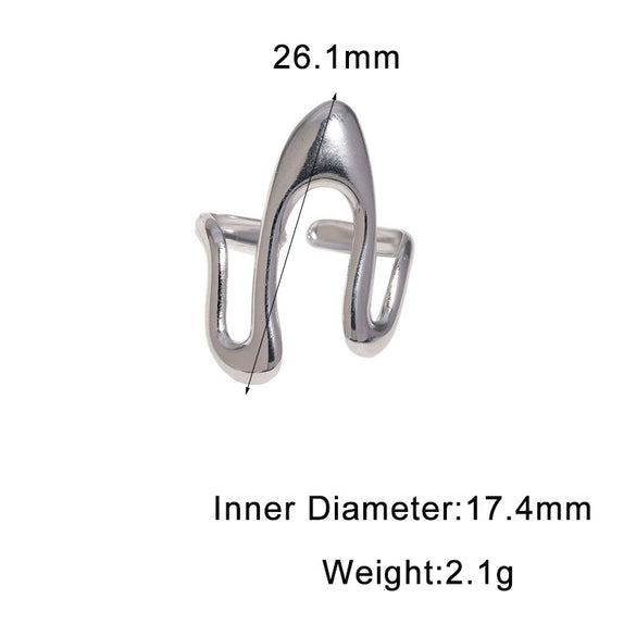Women's Irregular Geometric Stainless Steel Open Ring With Electroplated Non Fading Minimalist Design