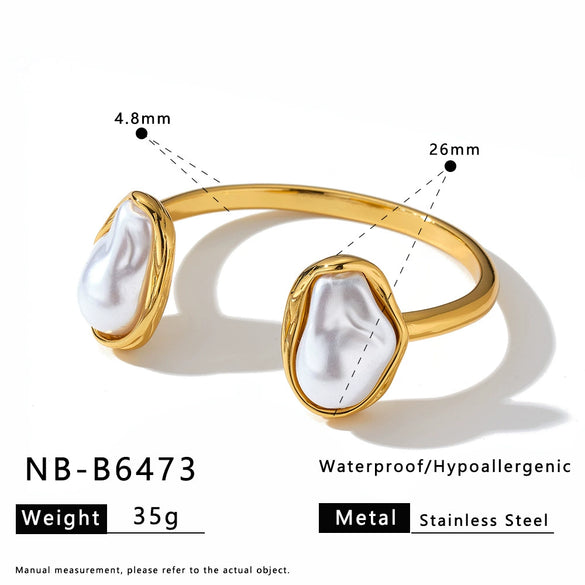Women's Irregular Geometric Stainless Steel Open Ring With Pleated Design And 18K Vacuum Plated Light Luxury Finish