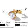 Women's Irregular Geometric Stainless Steel Open Ring With Pleated Design And 18K Vacuum Plated Light Luxury Finish