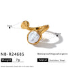 Women's Irregular Geometric Stainless Steel Open Ring With Pleated Design And 18K Vacuum Plated Light Luxury Finish