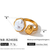 Women's Irregular Geometric Stainless Steel Open Ring With Pleated Design And 18K Vacuum Plated Light Luxury Finish