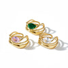 Women's Irregular Geometric Stainless Steel Ring With Hollow Design Zircon Inlay And 18K Vacuum Gold Plating