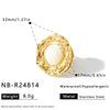 Women's Irregular Geometric Stainless Steel Ring With Resin Inlay And Gold Tone Vacuum Electroplated Finish