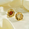 Women's Irregular Geometric Stainless Steel Ring With Resin Inlay And Gold Tone Vacuum Electroplated Finish