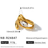 Women's Irregular Geometric Zircon Inlaid Stainless Steel Open Ring With 18K Vacuum Plated Finish