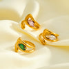 Women's Irregular Geometric Zircon Inlaid Stainless Steel Open Ring With 18K Vacuum Plated Finish
