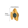 Women's Irregular Hammered Leaf Open Ring With Natural Stone Goldplated Stainless Steel Geometric Fashion Jewelry