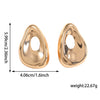 Women’s Irregular Hollow Geometric Earrings With Plated Iron Design And Stainless Steel Posts For Fashion Office Style