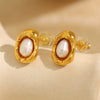 Women's Irregular Metal Pearl 316L Stainless Steel Electroplated Earrings Simple Elegant Highend Niche Unique Design
