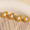 Women's Irregular Metal Pearl 316L Stainless Steel Electroplated Earrings Simple Elegant Highend Niche Unique Design