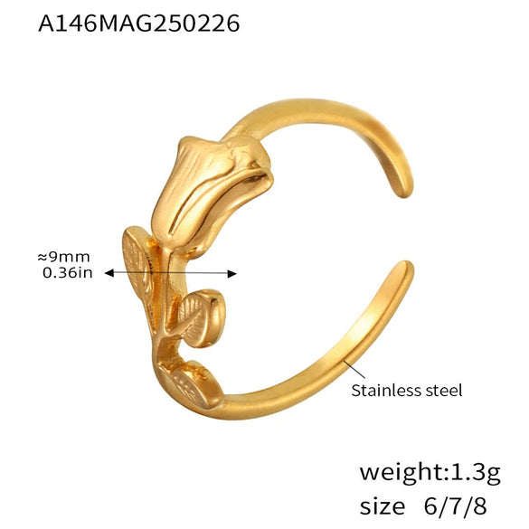 Women's Irregular Open Ring Titanium Steel Pvd Plated Geometric Light Luxury Style