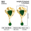 Women's Irregular Pleated Alloy Stud Earrings With Geometric Triangle Shapes Vintage Teardrop Resin Gemstones And Electroplated Finish