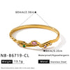 Women's Irregular Stainless Steel Bangle With Zircon Inlay Elegant Fashion Jewelry With Vacuum Plated Finish