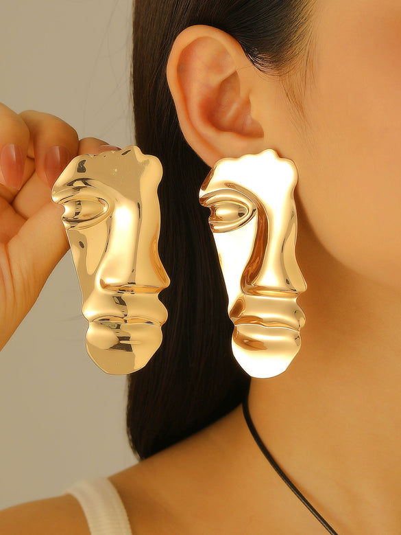 Women's Jewelry Alloy Half Face Exaggerated Style Electroplating Earrings Necklaces And Hand Accessories Set