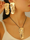 Women's Jewelry Alloy Half Face Exaggerated Style Electroplating Earrings Necklaces And Hand Accessories Set