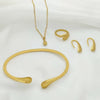 Women's Jewelry Alloy 925 Silver Plated Water Drop Fourpiece Set Necklace Earrings Ring Bracelet